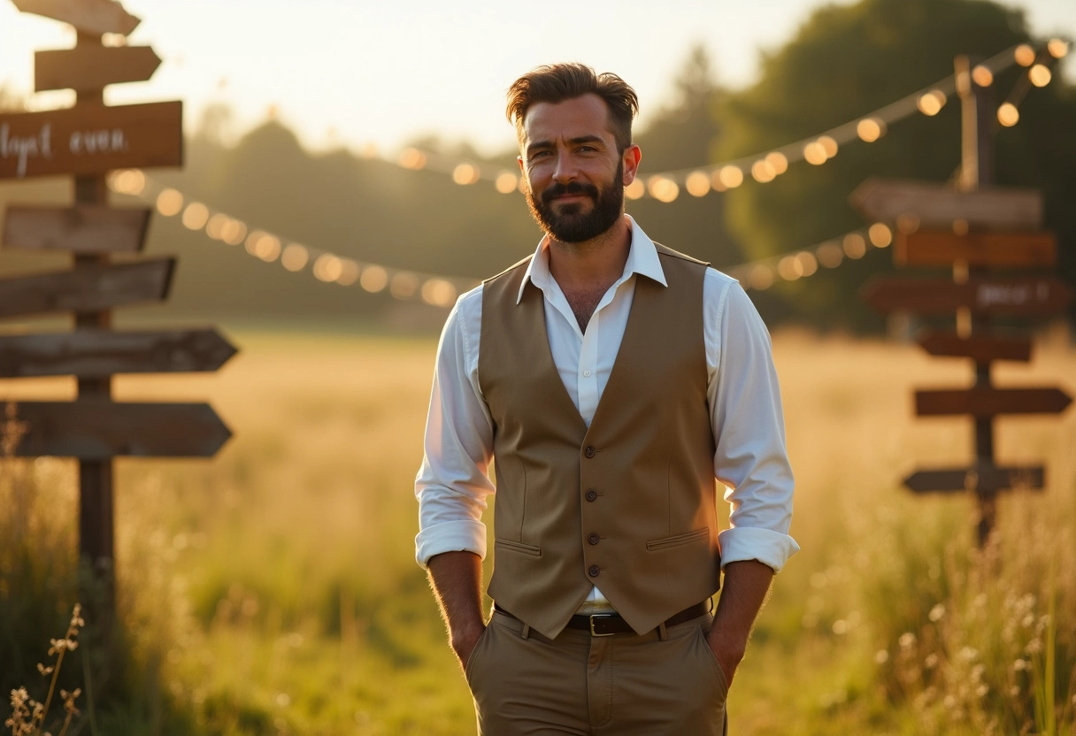 homme mariage champêtre